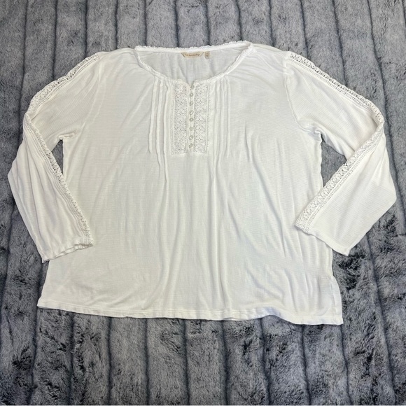 Soft Surroundings Long Sleeve White Blouse With Lace Detail Size XL - Picture 1 of 9